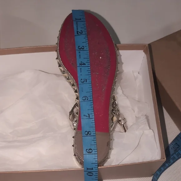 Christian Louboutin Madmonica Spiked Metallic Leather Sandals - Size 37 - Picture 9 of 15